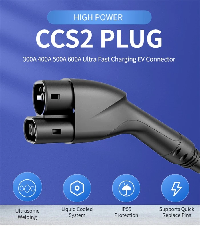 Liquid Cooled CCS 500A EV Charging Plug